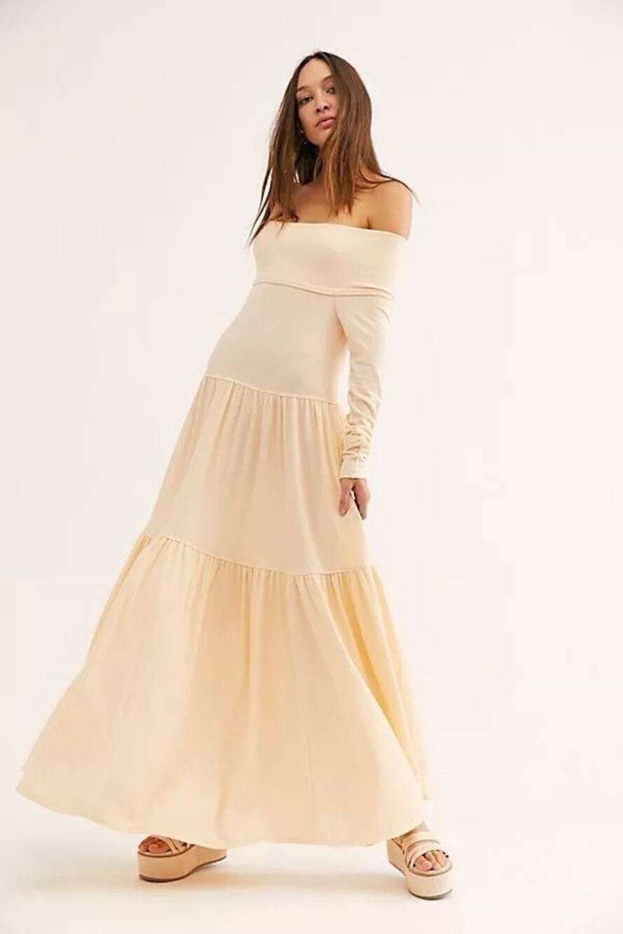 NWT Free People Off Shoulder "Someone Like You" Ivory Maxi Dress Size Large
